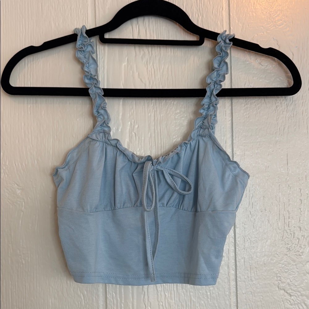 Light Blue Ruffled Women's Top